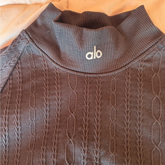ALO Yoga Tops - ALO Yoga Brown Cable-Knit Turtleneck Top